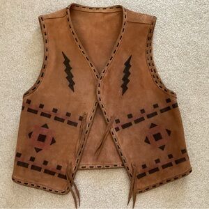 Leather Suede VEST Small Aztec Western Tan
Men Women's Boy Girl